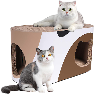 #ad Big Cat Scratcher Lounge Corrugated Cardboard Cat Scratcher House with Hole La $85.99