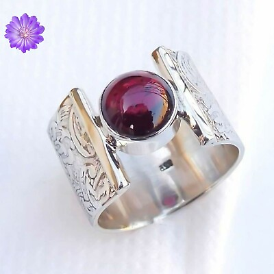 Red Garnet Gemstone 925 Sterling Silver Handmade Ring Jewelry in All Size #ad $7.35