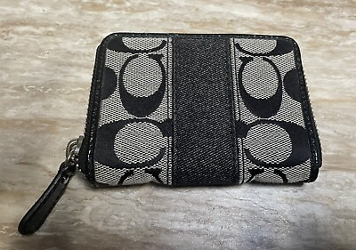 #ad Coach ID Wallet Zip Card Case In Blocked Signature Canvas $33.33