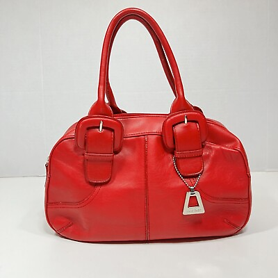 #ad #ad LAURA SCOTT Faux Leather Red Shoulder Bag Purse Buckle Medium Logo Chain $15.95