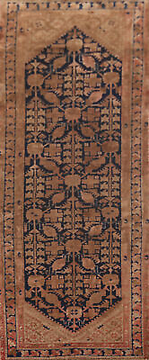 Geometric Navy Blue Malayer Antique Rug Runner 3x9 Hand knotted Wool Carpet $1059.00