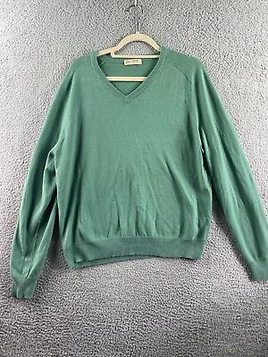 #ad Mens J Crew Light V Neck Sweater Knit Green Pullover Size Large $8.79