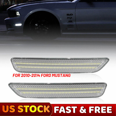 #ad For 10 14 Ford Mustang Front Fender Lamp Side Marker Light White Housing Lamp 2X $20.99