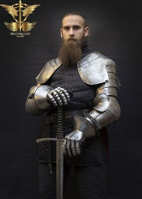 #ad Medieval Full Plate Arm Armor Knight Larp Pair Of Bracers Protection Armor $219.69