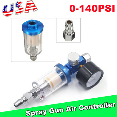 #ad 1 4quot; Spray Gun Air Regulator Gauge Air Pressure Regulator Paint Gun Filter $14.99