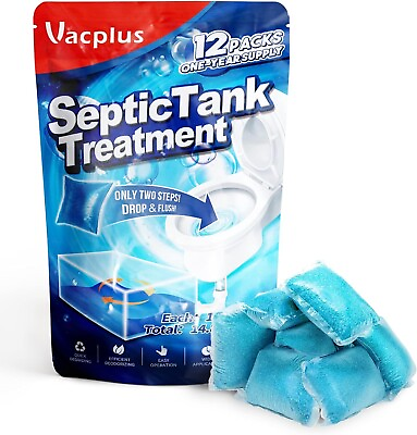 #ad Septic Tank Treatment 12 Pcs for 1 Year Supply Dissolvable Septic Tank Treatmen $12.95