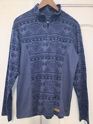 Powder River Outfitters Sweater Womens XL blue Aztec Panhandle 1 4 Zip Pullover $30.00
