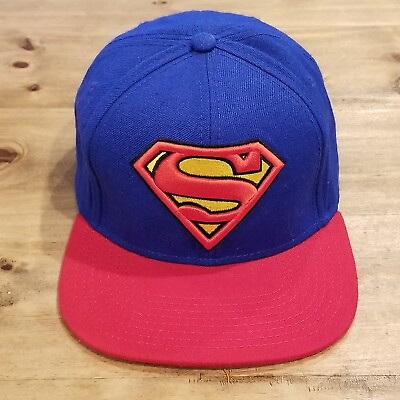 Superman Hat Cap Snapback Blue One Size DC Comics Big Logo Wool Blend $8.37