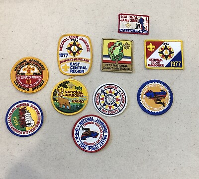 #ad National Scout Jamboree Lot Of 10 Patches 1950#x27;s to 70#x27;s with Plastic Case $19.99