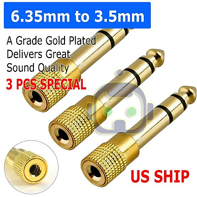 #ad 3X 6.3mm 1 4quot; Male plug to 3.5mm 1 8quot; Female Jack Stereo Headphone Audio Adapter $3.95