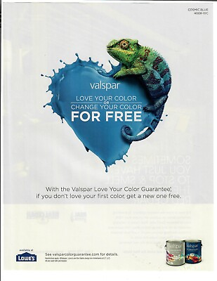 Valspar Original Print Ad Love Your Color Change Or Your Color Chameleon $12.95
