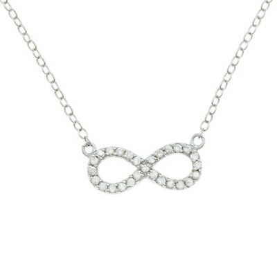 #ad Sterling Silver CZ Reversible Infinity Necklace $30.07