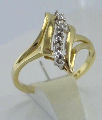 #ad 10k Gold Diamond Wave Ring Sz 7 $169.99