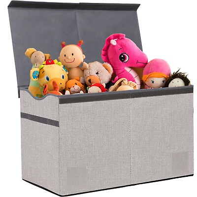 #ad Kids Toy Box Flip Top Lid Chest Home Storage Boxes Collapsible OOrganizer Bins $26.89