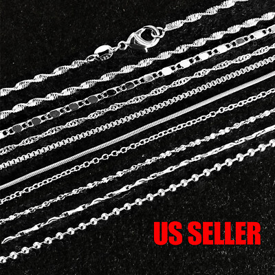 #ad 925 Silver Plated 9 Styles Snake Chain Fashion Necklace Women 16quot; 18quot; 20quot; 22quot; 24 $3.95