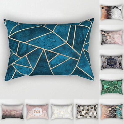 #ad 1Pc Rectangle Lumbar Pillowcase Car Home Sofa Throw Pillow Case Cushion Cover AU $3.39