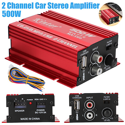 #ad 500W 2 Channel Hi Fi Car Stereo Power Amp Subwoofer Audio Amplifier Accessories $18.98