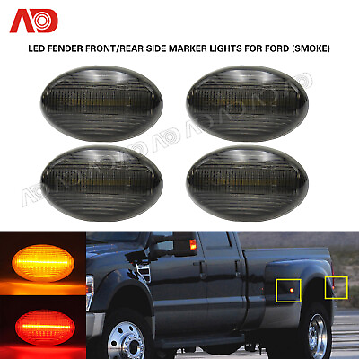 #ad 4x For Ford F350 F450 Super Duty 99 10 Smoked LED Fender Lamp Side Marker Light $29.69