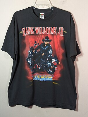 #ad VTG 1996 Hank Williams Jr Iron Horse Tour 2 Sided Outlaw Country Phoenix Sz XL $100.00