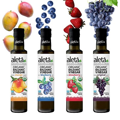 #ad Aleta Organic Infused Balsamic Vinegar Gift Set 8.45 oz. Pack of 4 $59.95
