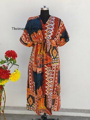 #ad Multicolored Indian Floral Caftan Kimonos Dressing Caftan Kimonos Maxi Gown US $23.11