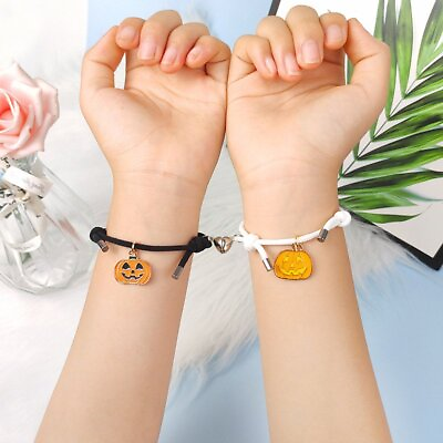 2Pcs Halloween Pumpkin Ghost Bracelet Attract Adjustable Couple Lovers Jewellery $2.65