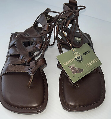 EARTH SHOE Women#x27;s brown Gelron 2000 Leather Gladiator Sandals Footwear 7 New $19.99