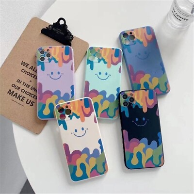 Hot Cute Smiley Pattern Square Phone Case for Iphone 13 11 12Pro Max7 8 Plus $8.87