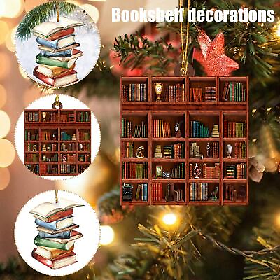 #ad Book Lovers Book Shaped Bookshelf Pendant Ornament Christmas Tree Decor Gift New $1.63