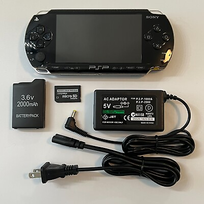 BLACK Sony PSP 1000 System w Charger amp; 64gb Memory Card Bundle TESTED Import $92.00