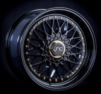 #ad #ad JNC Wheels Rim JNC004 Matte Black Gold Rivets 15x8 4x100 4x114.3 ET20 $199.11