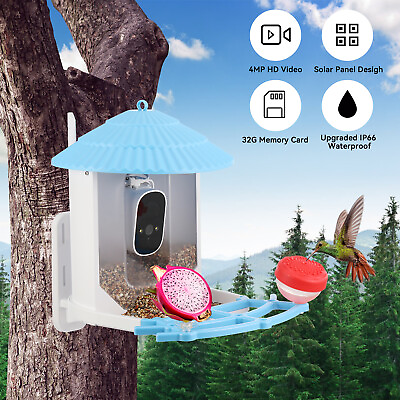 Smart Bird Feeder with 4MP HD Camera AI Recognition Solar Powered 32GB TF Card a #ad $80.00