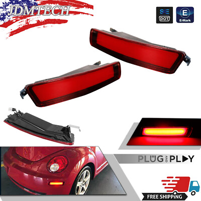 #ad For 06 10 VW Volkswagen Beetle Red Lens Rear Bumper Side Marker Lights Set of 2 $26.39