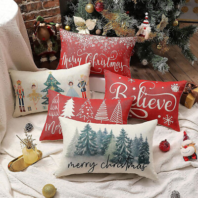 #ad 30x50cm Christmas Cushion Cover Sofa Pillow Case Throw Xmas Gift Home Decoration $5.29