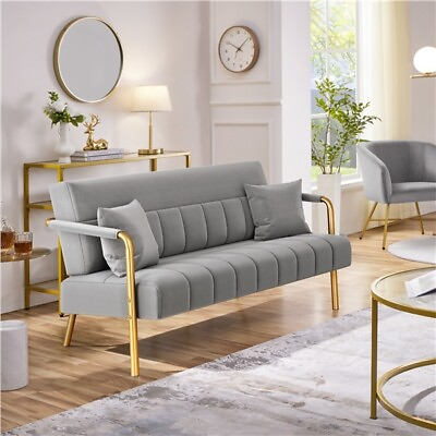 #ad 2 Seater Velvet Sofa Modern Small Loveseat Couch for Bedroom Living Room Studio $149.99