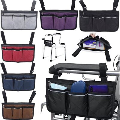 #ad Outdoor Wheelchair Side Pouch Storage Bag Armrest Pocket Organizer Holder New US $9.36