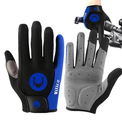 #ad Cycling Anti slip Full Finger Gloves MTB Bike Pad Anti Shock Glove for Men Women $10.98