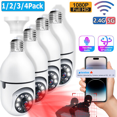 #ad 360° 1080P IP E27 Light Bulb Camera Wi Fi Wireless Smart Home Security IR Night $65.89