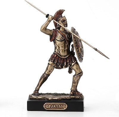 #ad Spartan Warrior Ancient Greek Hoplite Statue Figurine Bronze Finish small $39.80
