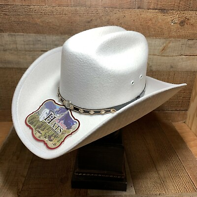 Men#x27;s White Faux Felt Western Cowboy Hat Tejana Sombrero Vaquero Texana Sebastia $36.89
