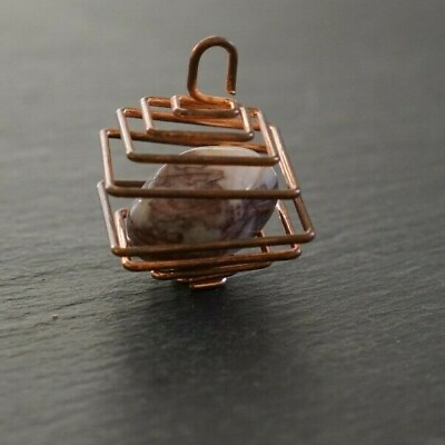 #ad Vintage Pendant Gemstone Copper Birg Gaged Unique Unknown $12.99