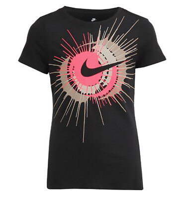 Nike Girls Sportswear Logo Swoosh Paint Splatter in Black Pink Different Sizes $14.00