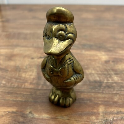 #ad Vintage Solid Brass Donald Duck Figurine Paperweight $14.99