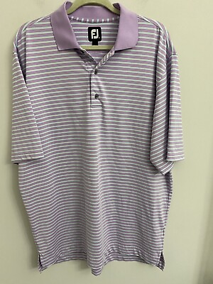 Footjoy FJ Mens Large Performance Stripe Tech Golf Polo Shirt Casual Office $15.02