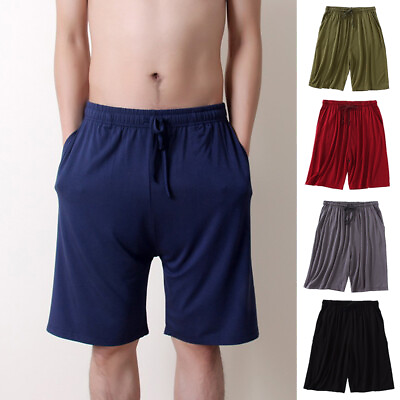 #ad Men Soft Sleep Shorts Loose Lounge Shorts Sleep Pj Pant with Pockets L 8XL Short $9.89