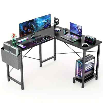 #ad 50 Inch L Shaped Gaming Computer Desk Modern Corner Workstation W CPU Stand $46.50