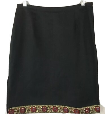 #ad Paul Harris Design PHD Black Skirt Size 10 Mirror Gold Thread Embellished $11.94