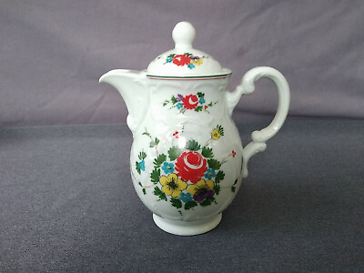 #ad Vintage Bauscher Weiden Germany 16 oz White With Multi Color Floral Teapot $46.95