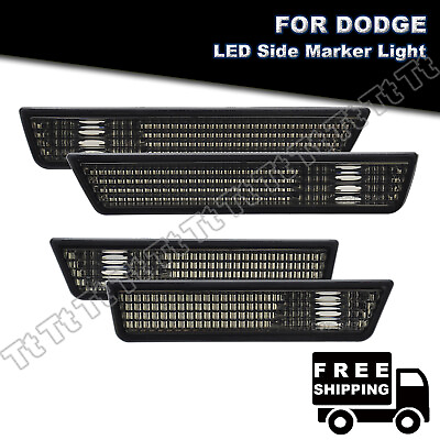 #ad For 2008 2014 Dodge Challenger Front Rear Bumper Side Marker Light Housing Smoke $37.99