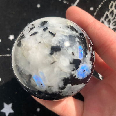 #ad 58mm Blue Flash Moonstone Sphere Ball Quartz Crystal Specimen Collection $36.10